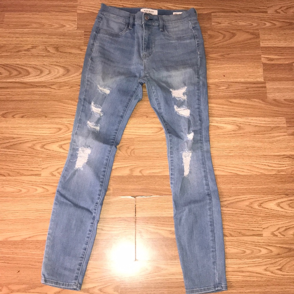 Pacsun Super Stretch Blue Ripped Jeans